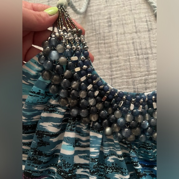 Vintage Ornate Beaded Boho Eclectic Mermaidcore Y2K Adjustable Halter Top - Picture 3 of 10
